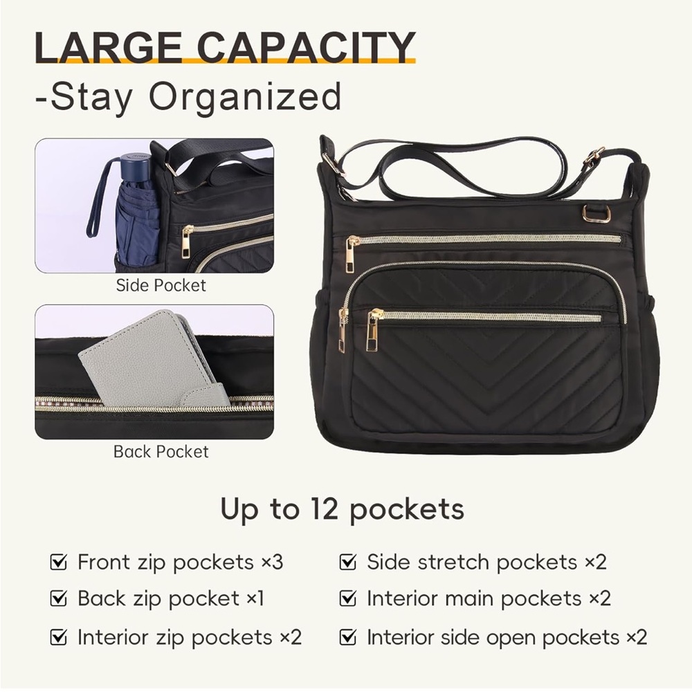 Crossbody Travel purse, Large RFID Anti-Theft Shoulder Crossbody Bag /703-9 - Picture 4 of 8